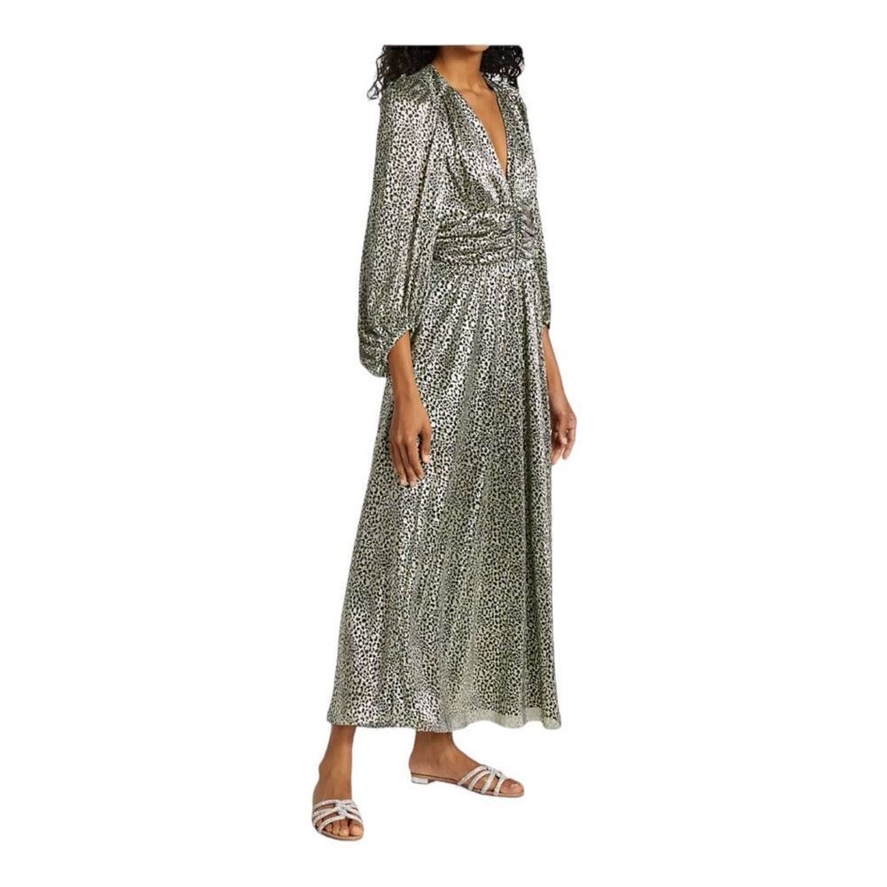 $620 Ba&sh Celie Metallic Leopard Maxi Dress Size XS - Picture 5 of 12